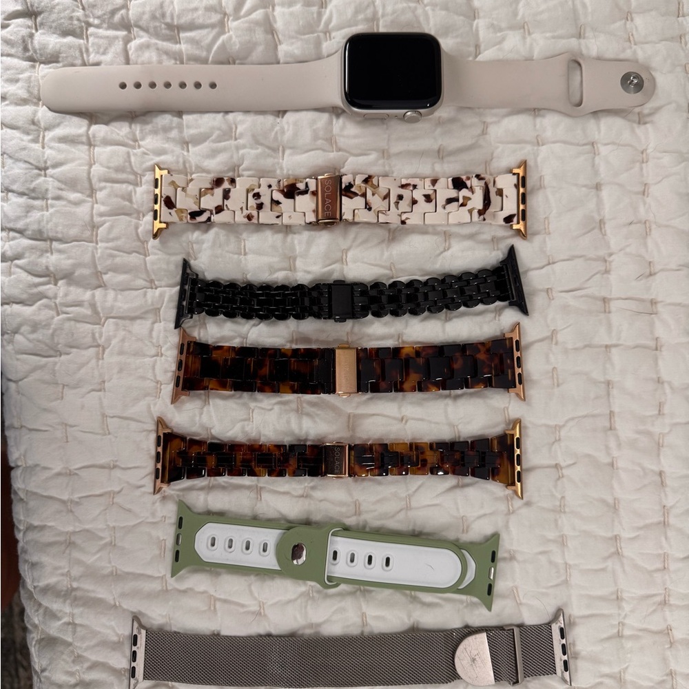 Apple Smartwatch with Multiple Bands - Cream, Black, Brown, Green